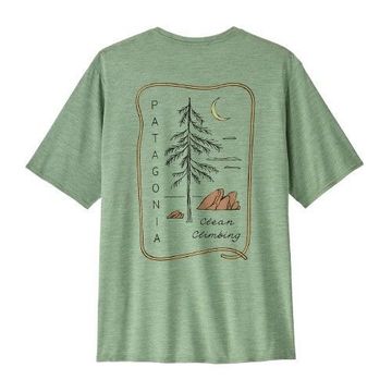 Patagonia Mens Cap Cool Daily Graphic Shirt Lands Clean Climb Roots: Ellwood Green X-Dye