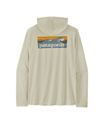 Patagonia Mens Cap Cool Daily Hoody - Boardshort Logo Dyno White