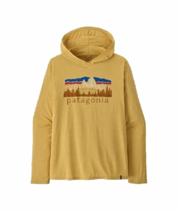 Patagonia Mens Cap Cool Daily Hoody - Fitz Roy Foothills Limestone Yellow - Light Limestone Yellow X-Dye