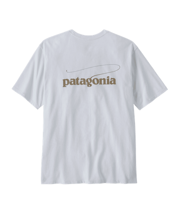 Patagonia Mens Casting Logo Responsibili-Tee White
