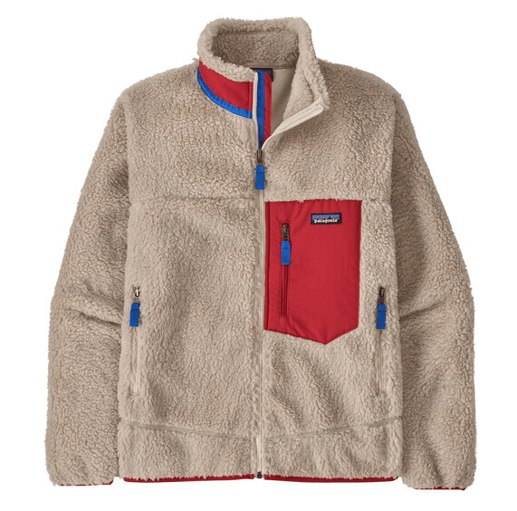 Patagonia Mens Classic RetroX Jacket Natural w/ Touring Red