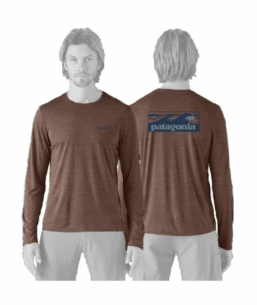 Patagonia Mens L/S Cap Cool Daily Shirt - Boardshort Logo Berm Brown - Light Berm Brown X-Dye