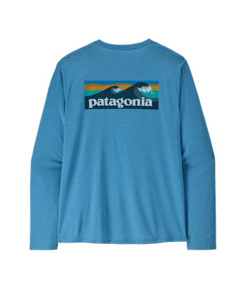 Patagonia Mens L/S Cap Cool Daily Shirt - Boardshort Logo Shore Blue - Light Shore Blue X-Dye