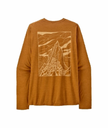 Patagonia Mens L/S Cap Cool Daily Shirt - Cloud Crag Cinnamon Brown - Dark Cinnamon Brown X-Dye