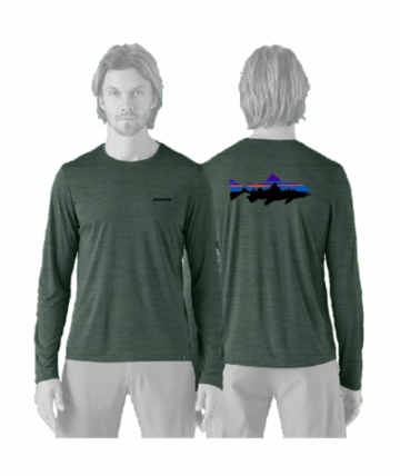 Patagonia Mens L/S Cap Cool Daily Shirt - Fitz Roy Trout Canopy Green - Light Canopy Green X-Dye