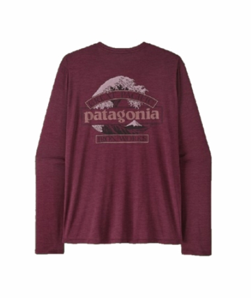 Patagonia Mens L/S Cap Cool Daily Shirt - Great Waves Berry Fig - Light Berry Fig X-Dye