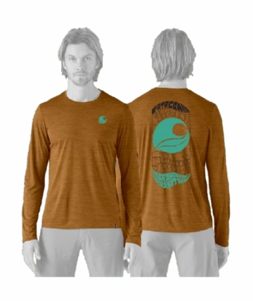 Patagonia Mens L/S Cap Cool Daily Shirt - Pass it Around Cinnamon Brown - Dark Cinnamon Brown X-Dye