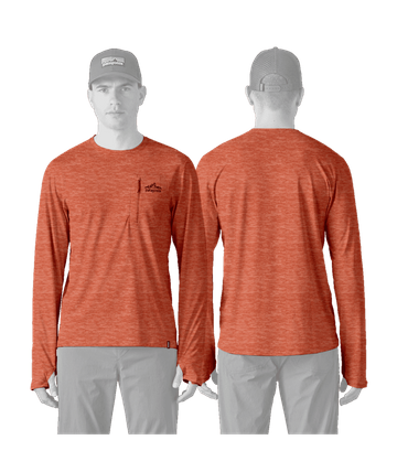Patagonia Mens L/S Cap Cool Sun Shirt - Cloud Crag Crest Coal Orange - Light Coal Orange X-Dye