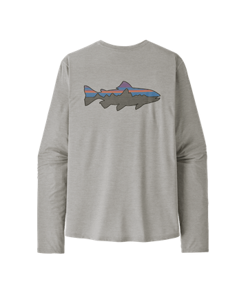 Patagonia Mens L/S Cap Cool Sun Shirt - Fitz Roy Trout Crisp Grey - Salt Grey X-Dye