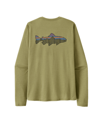 Patagonia Mens L/S Cap Cool Sun Shirt - Fitz Roy Trout Gumtree Green - Light Gumtree Green X-Dye