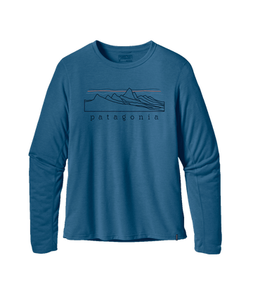 Patagonia Mens L/S Cap Cool Trail Shirt - Stratapeaks Aquatic Blue