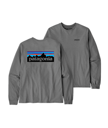 Patagonia Mens L/S P-6 Logo Responsibili-Tee Gravel Heather