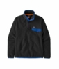 Patagonia Mens Lightweight Synchilla Snap-T Pullover Black w/P6 Blue Patagonia Mens Lightweight Synchilla Snap-T Pullover Black w/P6 Blue