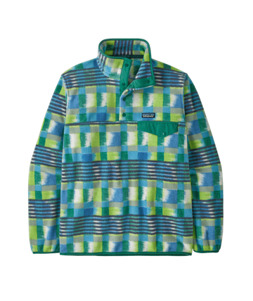 Patagonia Mens Lightweight Synchilla Snap-T Pullover Painted Lines: Shore Blue