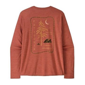 Patagonia Mens Long Sleeve Cap Cool Daily Graphic Shirt Lands Clean Climb Roots: Potters Red X-Dye