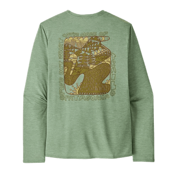 Patagonia Mens Long Sleeve Cap Cool Daily Graphic Shirt Lands Made Of/ Ellwood Green X-Dye
