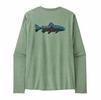 Patagonia Mens Long Sleeve Cap Cool Daily Graphic Shirt Waters  Fitz Roy Trout: Ellwood Green X-Dye