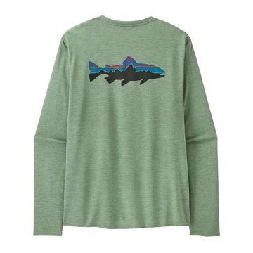 Patagonia Mens Long Sleeve Cap Cool Daily Graphic Shirt Waters  Fitz Roy Trout: Ellwood Green X-Dye