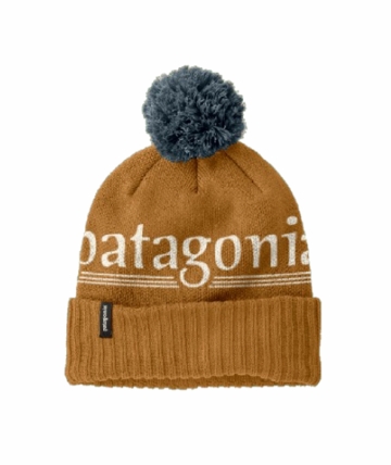 Patagonia Powder Town Beanie Hut Tripper Logo: Cinnamon Brown