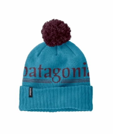 Patagonia Powder Town Beanie Hut Tripper Logo: Mako Blue