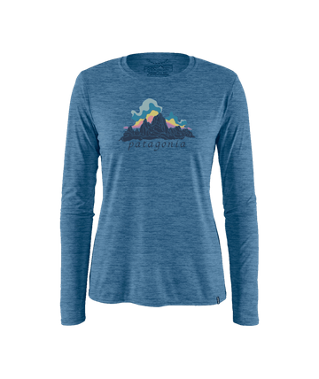 Patagonia Womens L/S Cap Cool Daily Shirt - Fitz Roy Nimbus Aquatic Blue - Light Aquatic Blue X-Dye
