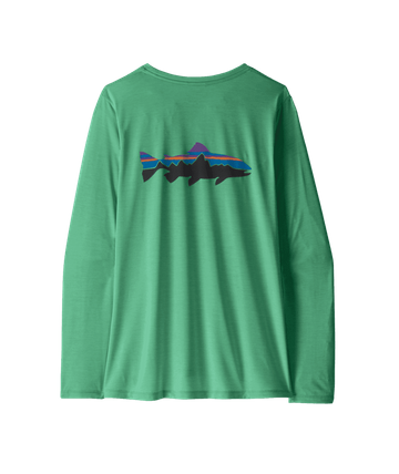 Patagonia Womens L/S Cap Cool Daily Shirt - Fitz Roy Trout Aqua Stone - Light Aqua Stone X-Dye