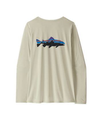 Patagonia Womens L/S Cap Cool Daily Shirt - Fitz Roy Trout Dyno White