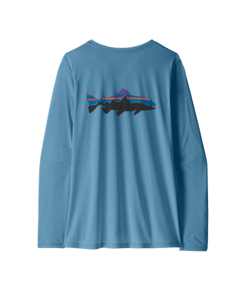 Patagonia Womens L/S Cap Cool Daily Shirt - Fitz Roy Trout Shore Blue - Light Shore Blue X-Dye