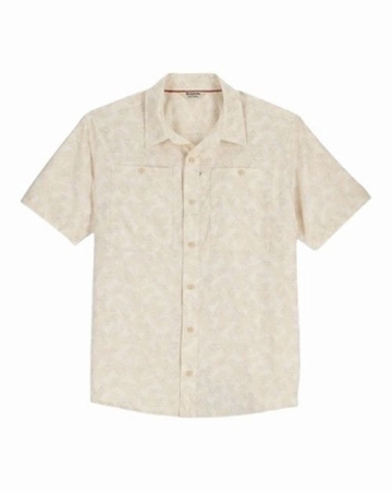 Simms Mens Launch SS Shirt Palm Fish Line Parchment