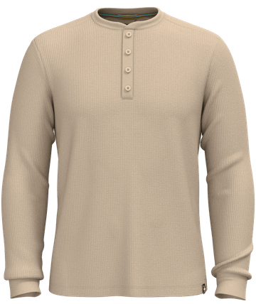 Smartwool Mens Waffle Long Sleeve Henley Toffee Cream Heather