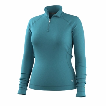 Smartwool Womens Classic Thermal Merino Base Layer 1/4 Zip Mineral Blue Heather