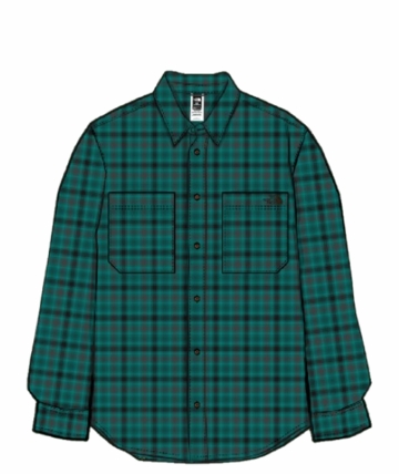 The North Face Mens Mountain Falls Flannel Button-Down Long Sleeve Shirt Pacific Teal Mini Shadow Plaid