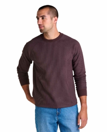 Toad&Co Mens Bitterroot Long Sleeve Crew Raisin