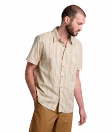 Toad&Co Mens Fletch Short Sleeve Shirt Salt Vertical Print (Spring 2026)