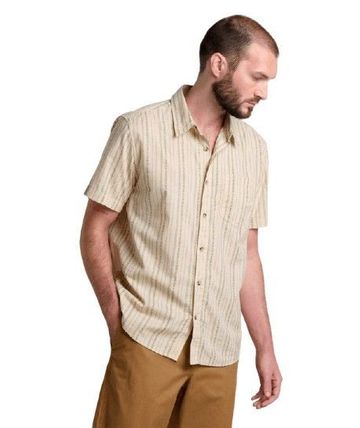 Toad&Co Mens Fletch Short Sleeve Shirt Salt Vertical Print