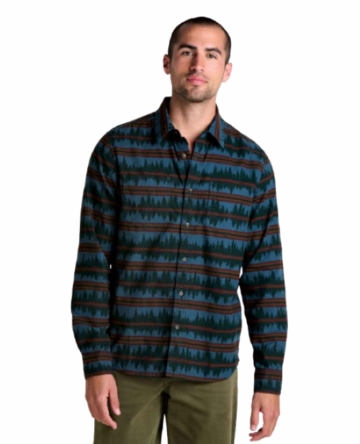 Toad&Co Mens Pinevale Long Sleeve Shirt Midnight Print