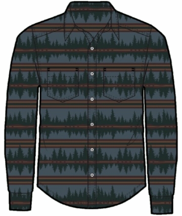 Toad&Co Mens Pinevale Long Sleeve Shirt Midnight Print