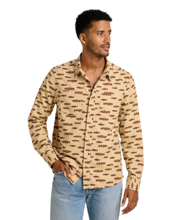 Toad&Co Mens Pinevale LS Shirt Chai Trout Print