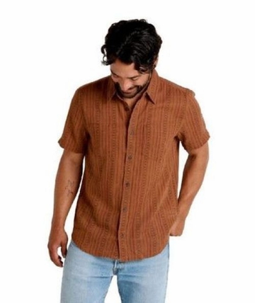 Toad&Co Mens Salton Short Sleeve Shirt Dark Roast Print