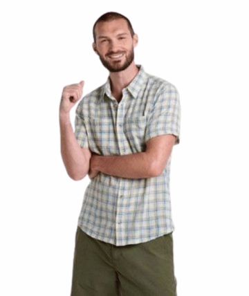 Toad&Co Mens Salton Short Sleeve Shirt Weathered Blue Pattern (Spring 2026)