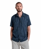 Toad&Co Mens Taj Hemp Short Sleeve Shirt Midnight Dobby