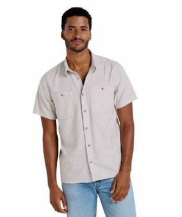 Toad&Co Mens Taj Hemp Short Sleeve Shirt Oatmeal