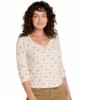 Toad&Co Womens Foothill Pointelle Henley Long Sleeve Shirt Salt Ditsy Print