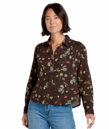 Toad&Co Womens Manzana Boxy Long Sleeve Shirt Barnwood Print