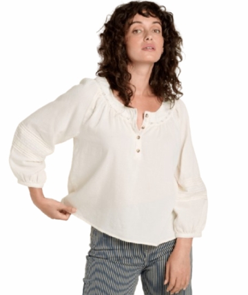 Toad&Co Womens Manzana Peasant Long Sleeve Shirt Egret