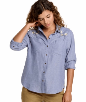 Toad&Co Womens Re-Form Western Long Sleeve Shirt Dew Embroidery