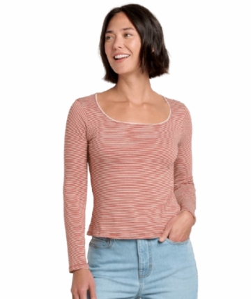 Toad&Co Womens Rosalie Square Neck Long Sleeve Tee Campfire Pattern
