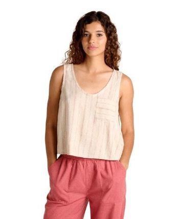 Toad&Co Womens Taj Hemp Button Back Tank London Fog Dobby