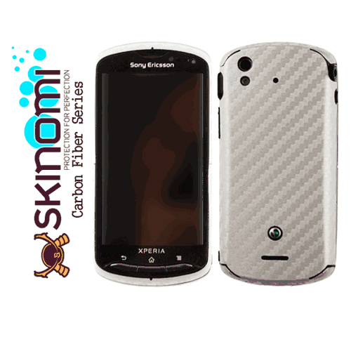 Skinomi TechSkin - Sony Ericsson Xperia Pro Silver Carbon Fiber Skin  Protector