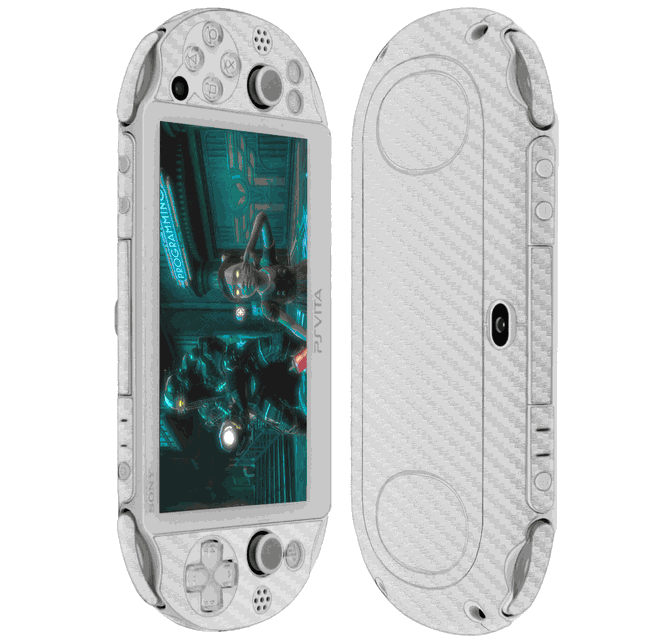 Skinomi TechSkin - Sony PS Vita PCH-2000 Silver Carbon Fiber Skin 